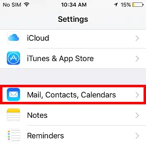 iPhone >> Einstellungen >> Mail, Kontakte, Kalender