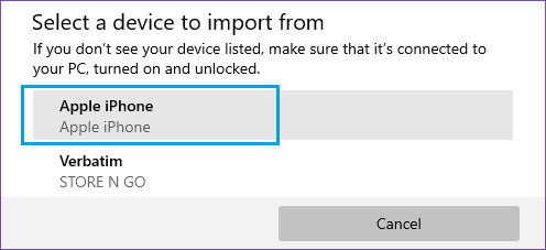 Wählen Sie Gerät importieren in der Windows-Fotos-App
