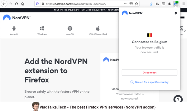 Die besten Firefox VPN-Dienste - NordVPN-Addon