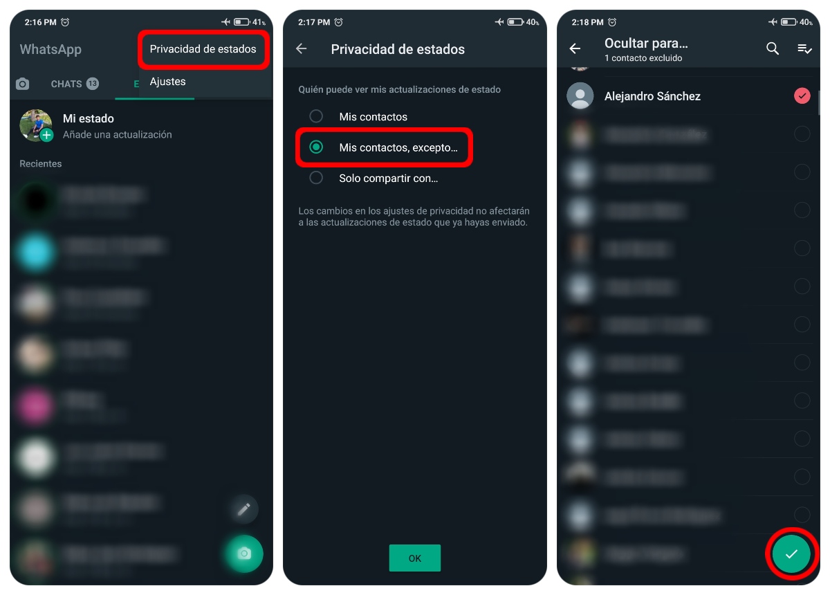 Zustände in WhatsApp Android ausblenden