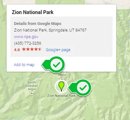 Add Zion Pin to Map