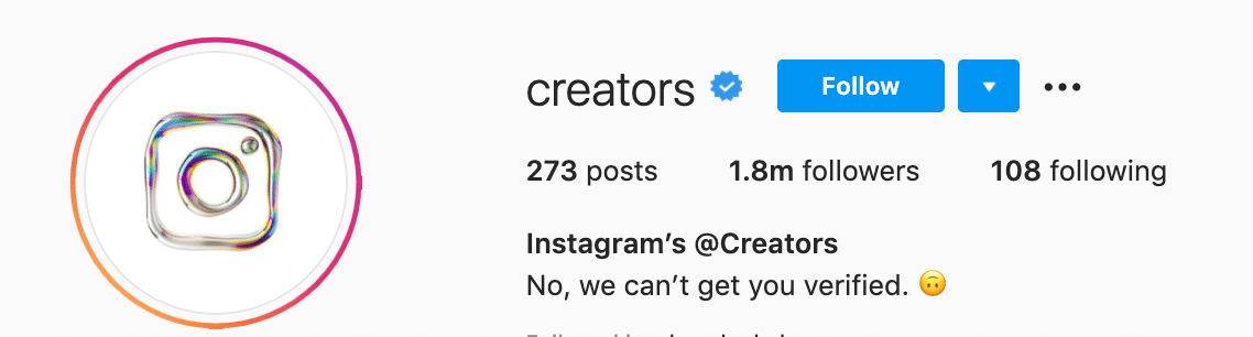 Instagram Creators Profil blaues Häkchen-Abzeichen