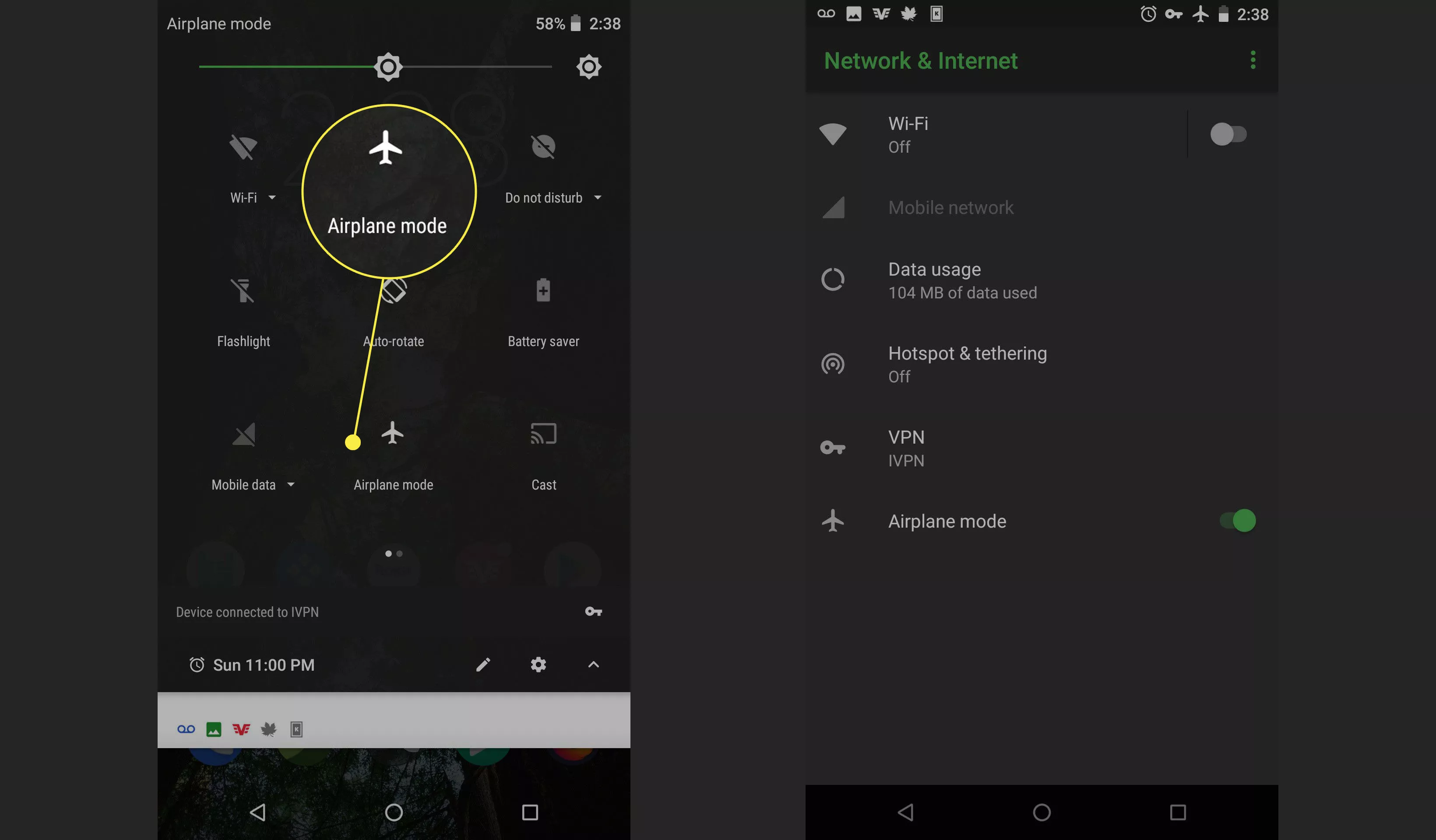 Android-Schnelleinstellungen Flugzeugmodus