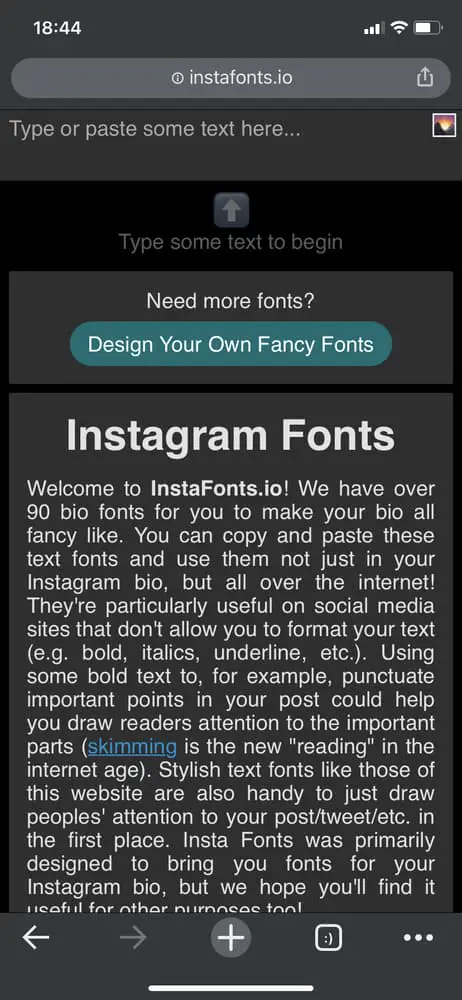 Schritt 1 und Schritt 2 Schriftart auf Instagram ändern