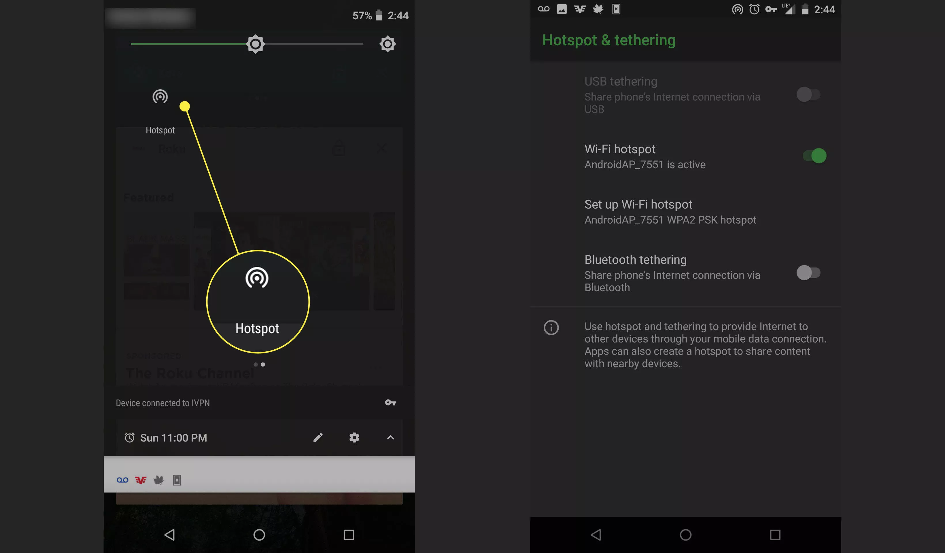 Android-Hotspot für Schnelleinstellungen