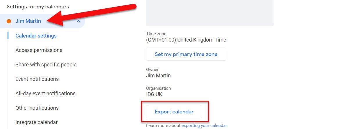 So exportieren Sie Google Kalender