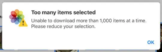 Kann nicht mehr als 1000 Fotos von iCloud herunterladen