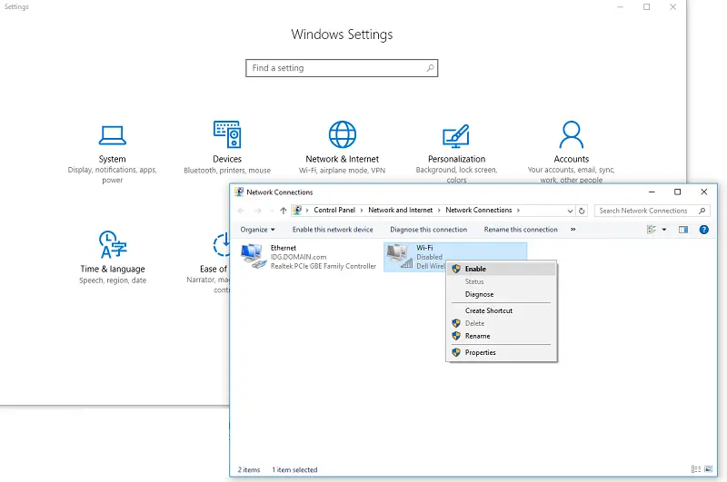 WLAN-Adaptereinstellungen Windows 10