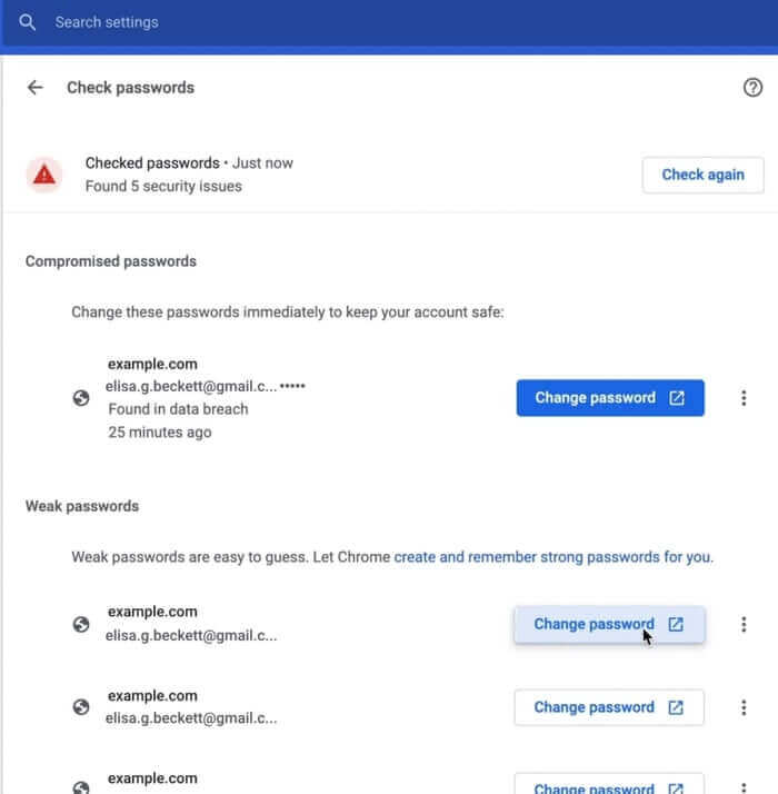 Chrome-Passwortprüfung