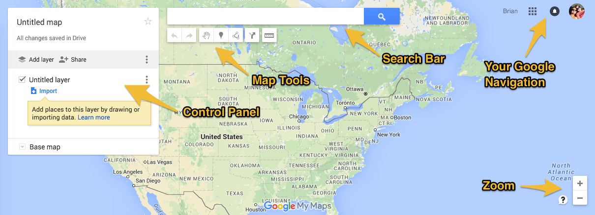 Google My Maps Interface