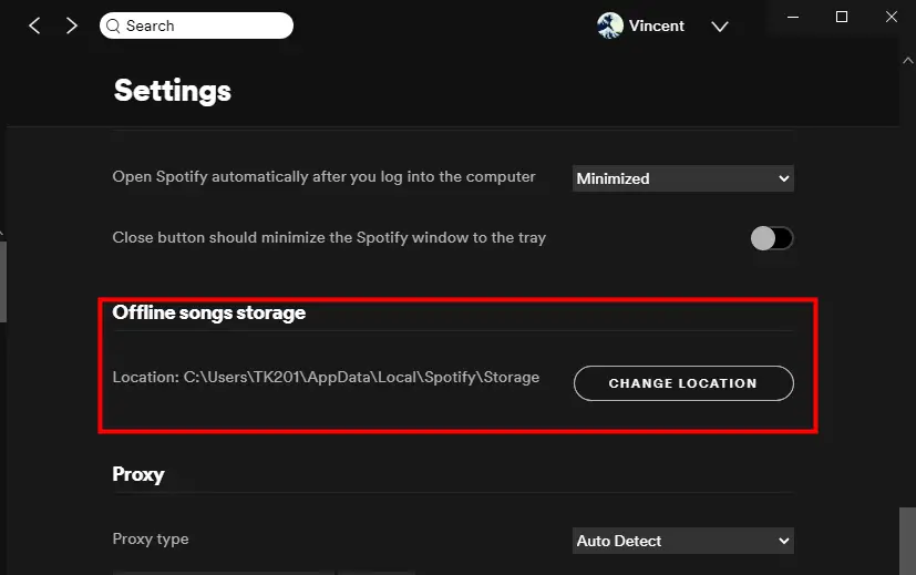 Spotify Offline-Songs Standort